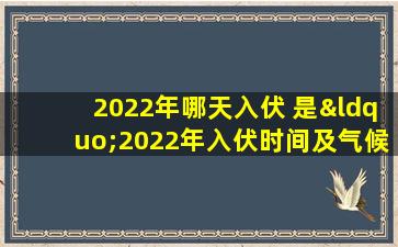 2022年哪天入伏 是“2022年入伏时间及气候特点预测”。